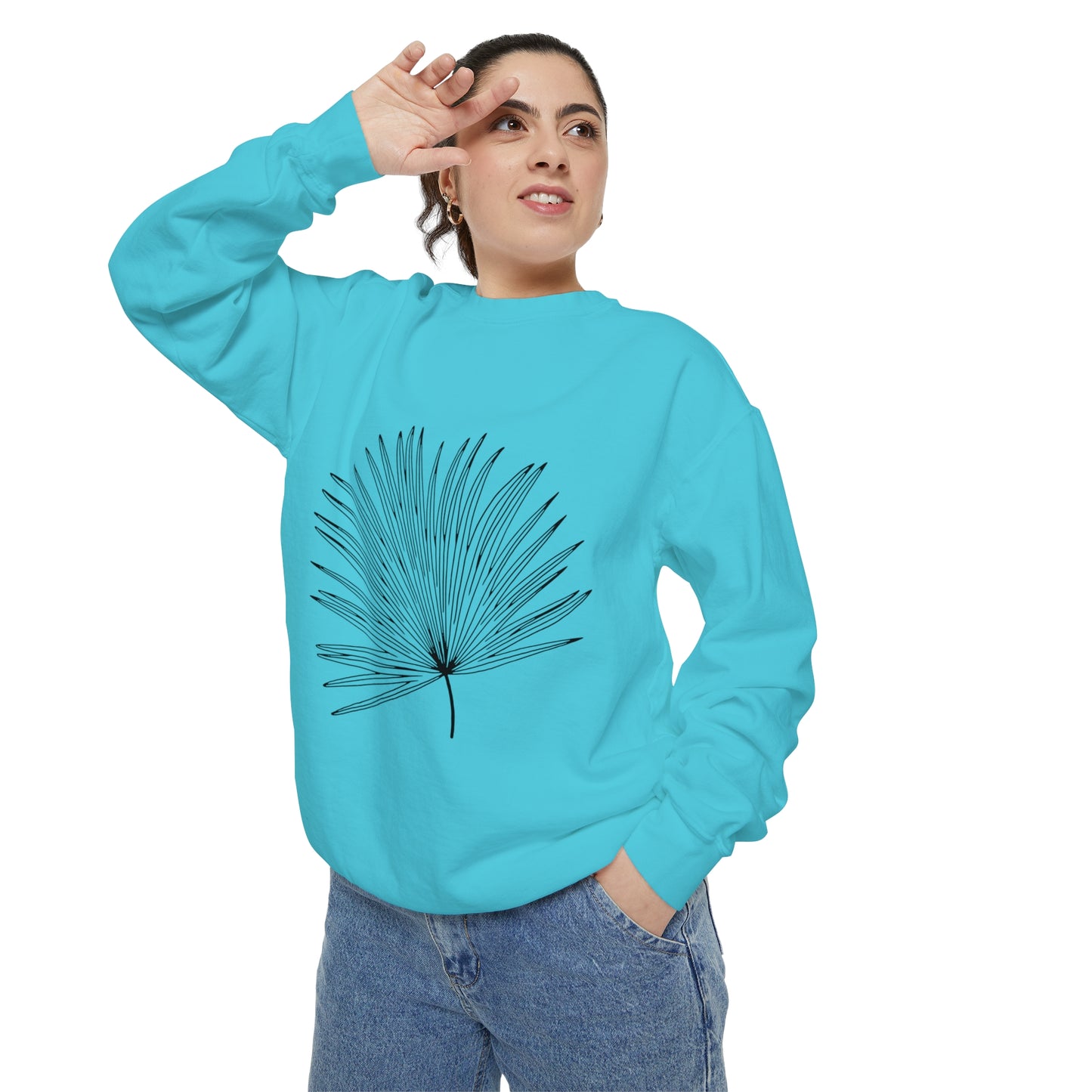 Palm Leaf Unisex Garment-Dyed Crewneck