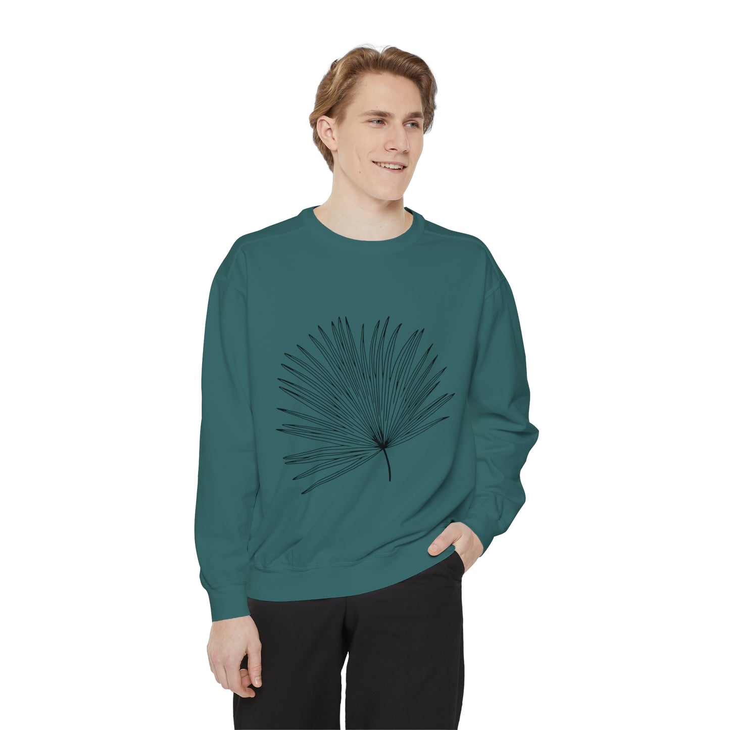 Palm Leaf Unisex Garment-Dyed Crewneck