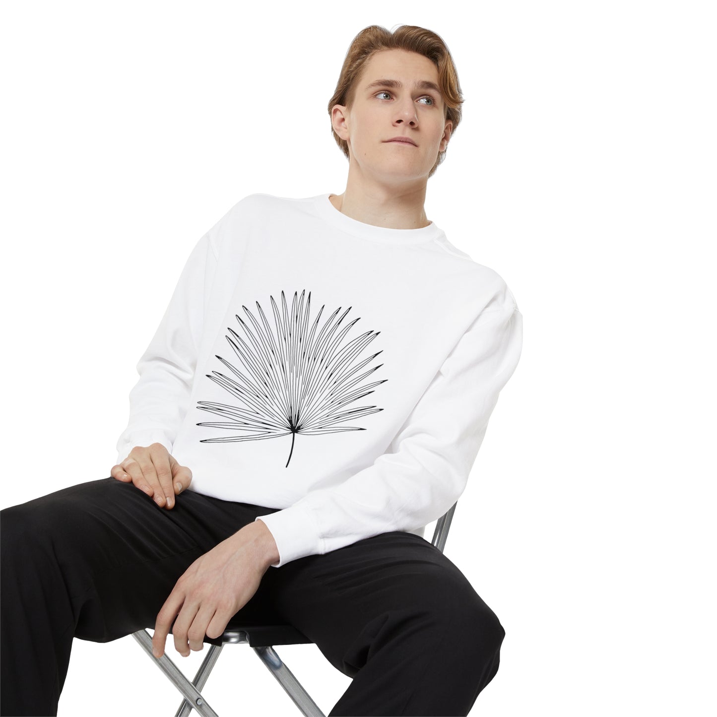 Palm Leaf Unisex Garment-Dyed Crewneck