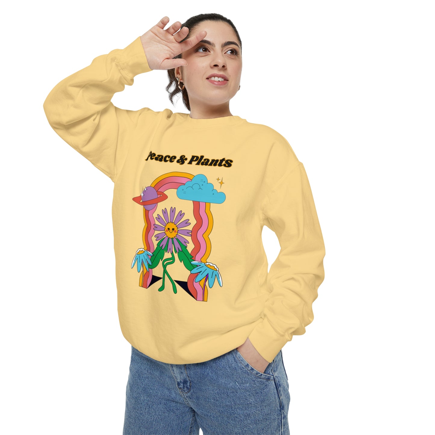 Peace & Plants Garment-Dyed Sweatshirt