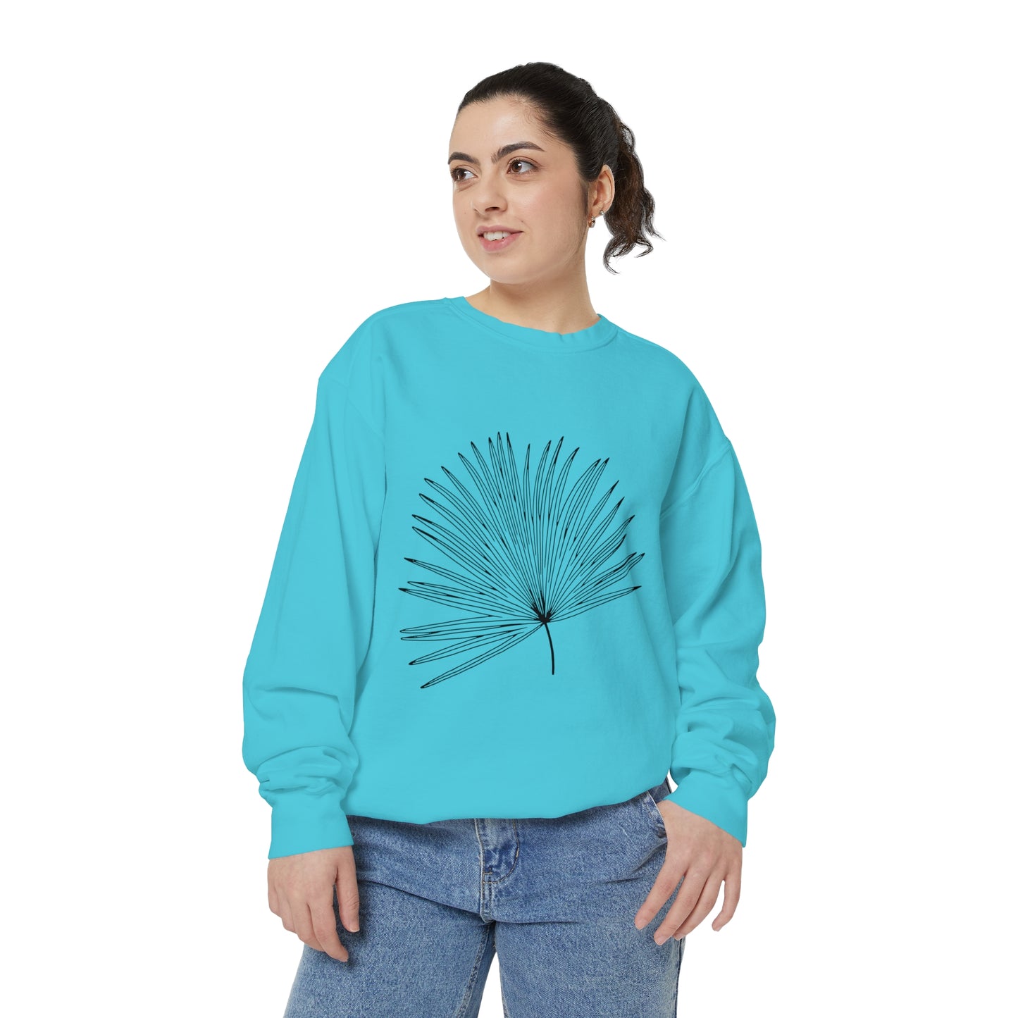 Palm Leaf Unisex Garment-Dyed Crewneck