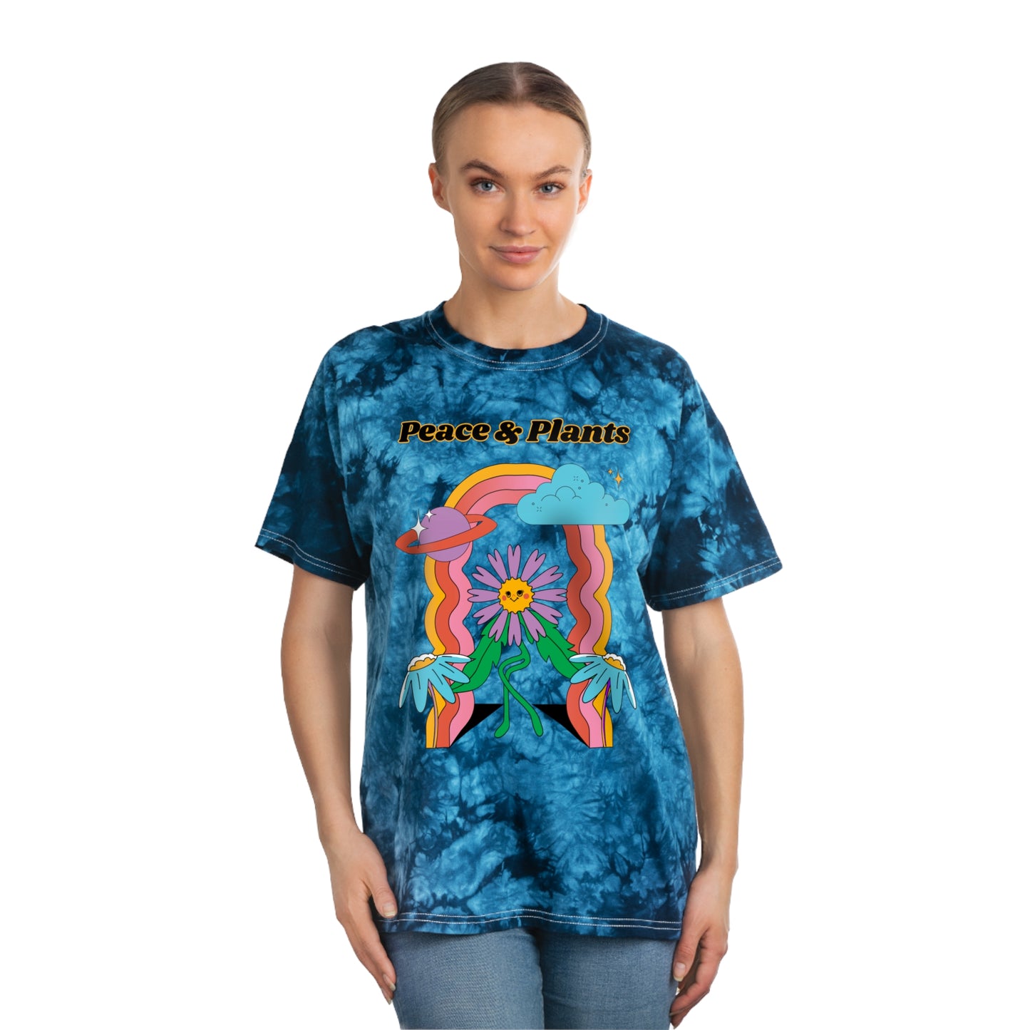 Peace & Plants Tie-Dye Tee, Crystal