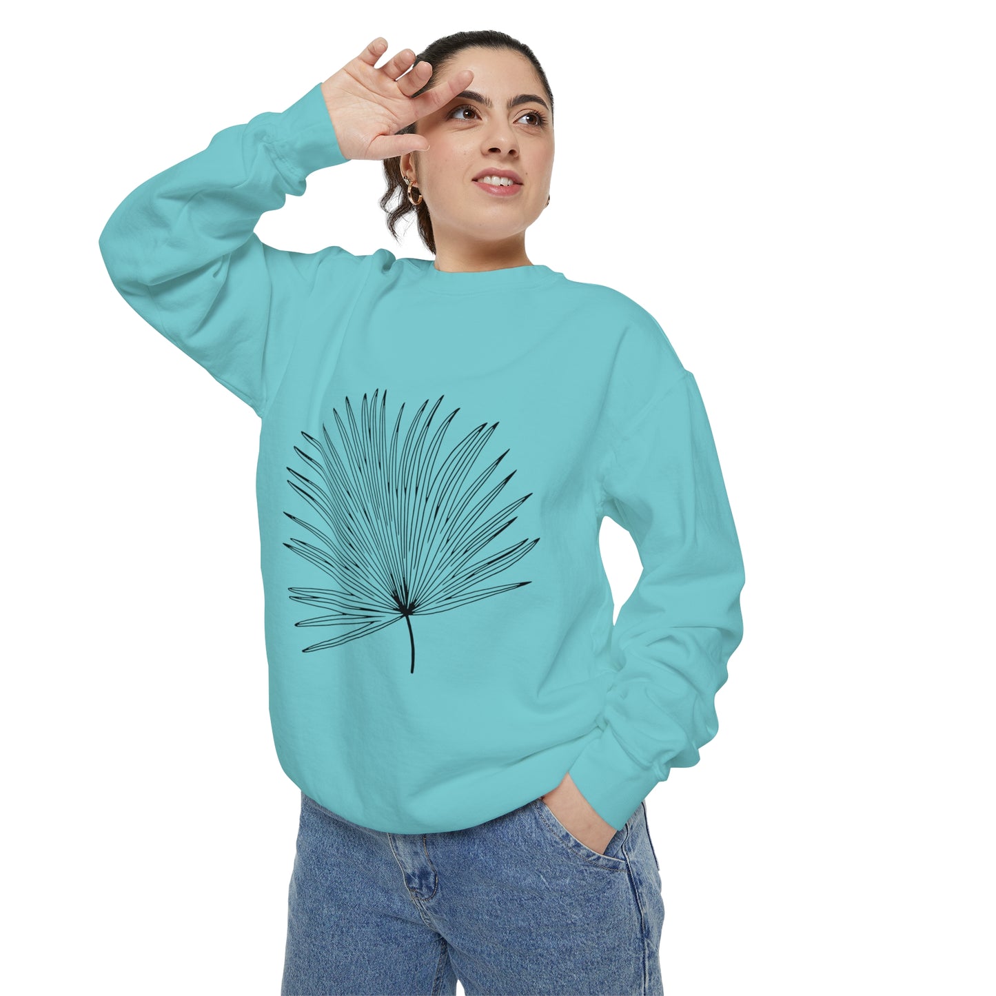 Palm Leaf Unisex Garment-Dyed Crewneck