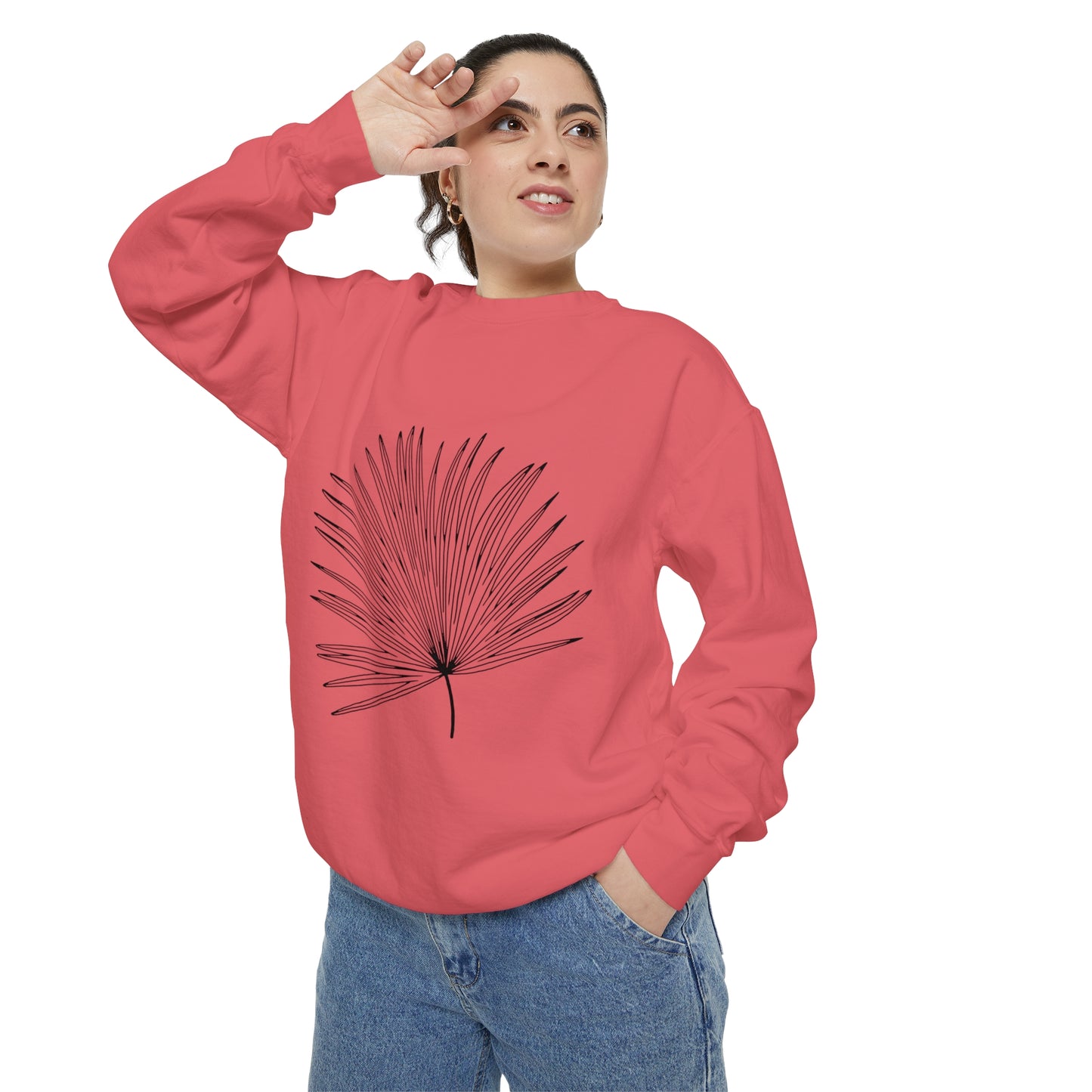 Palm Leaf Unisex Garment-Dyed Crewneck