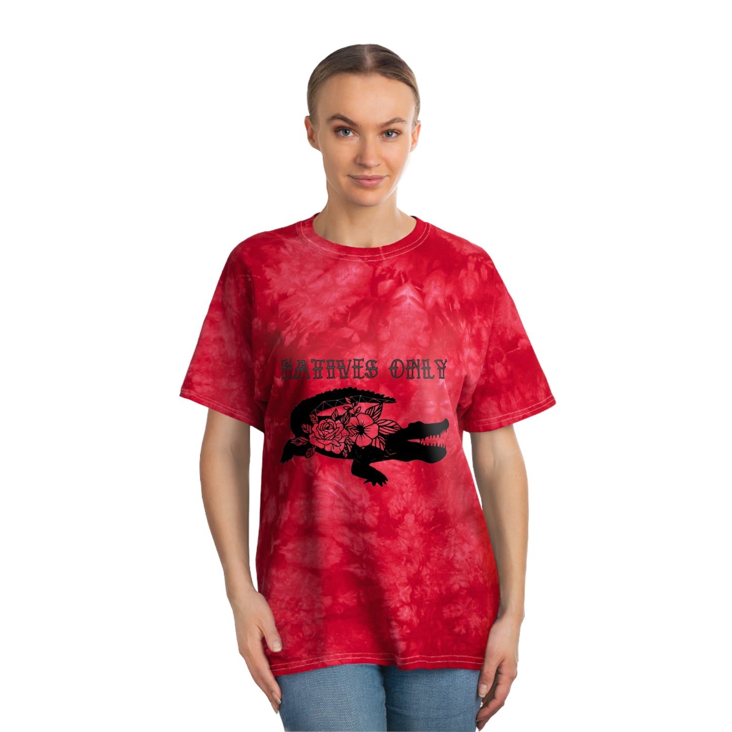 Natives Only Alligator Tie-Dye Tee, Crystal