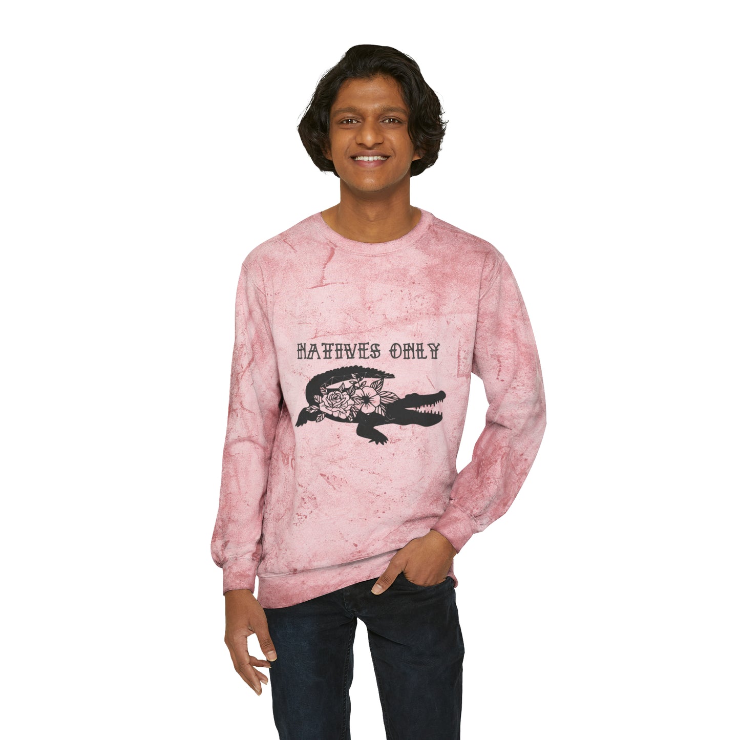 Natives Only Alligator Unisex Color Blast Crewneck Sweatshirt