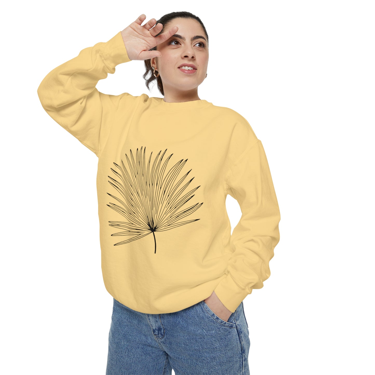 Palm Leaf Unisex Garment-Dyed Crewneck