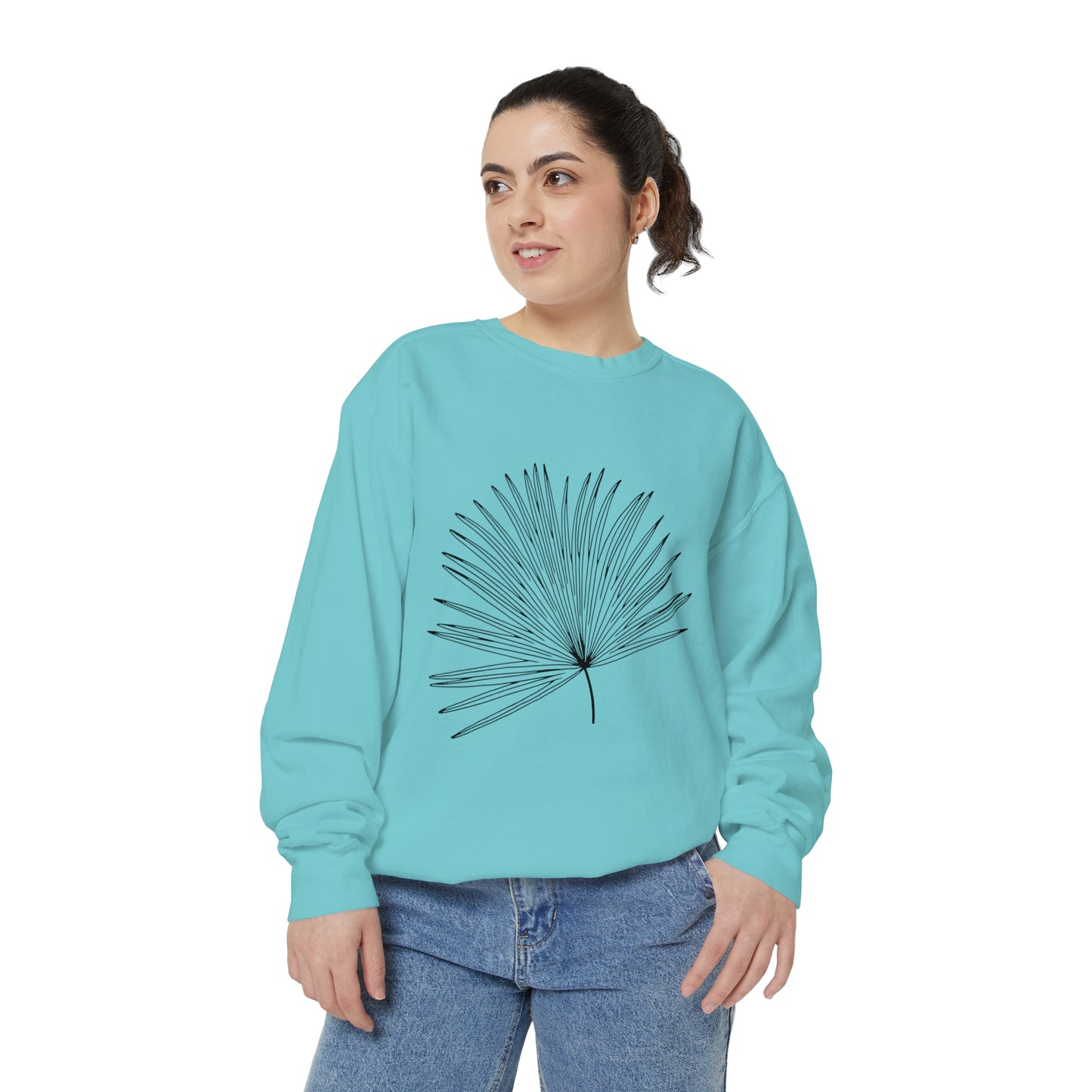 Palm Leaf Unisex Garment-Dyed Crewneck