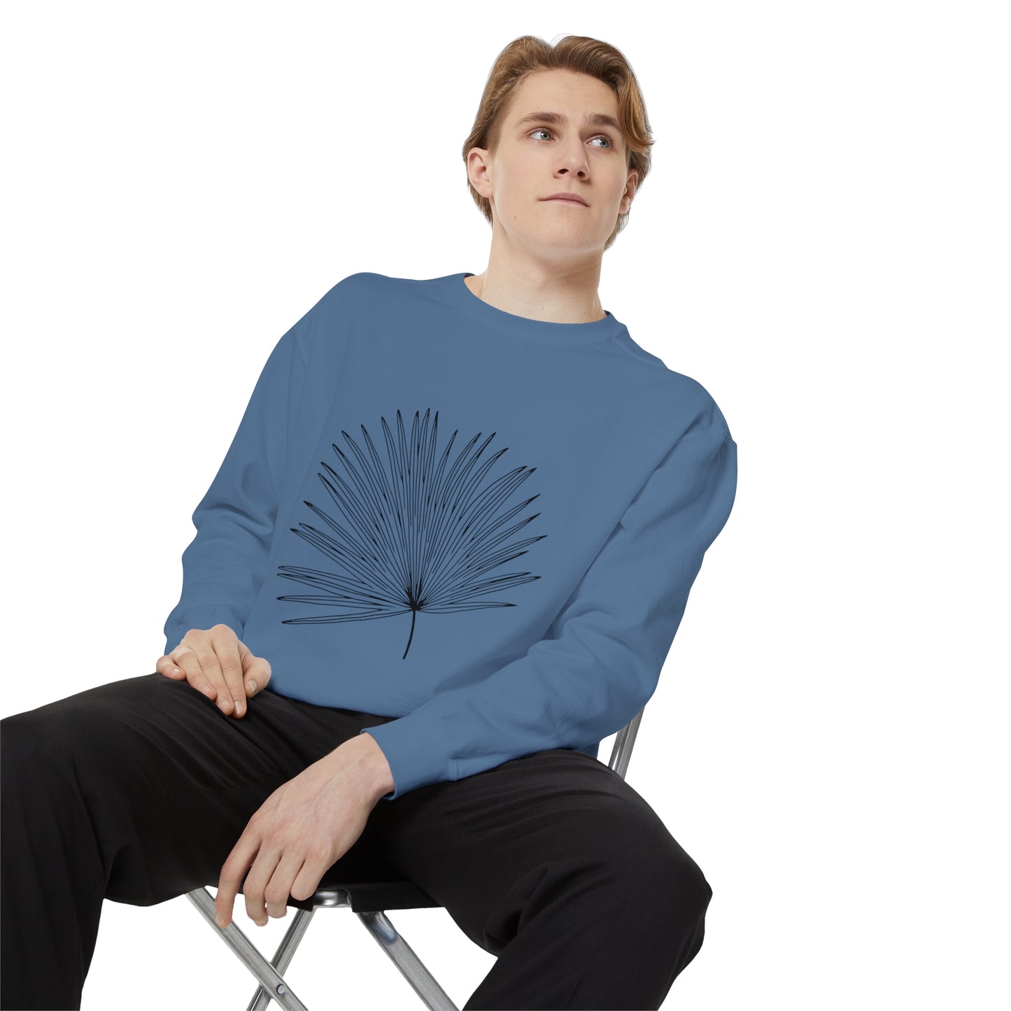 Palm Leaf Unisex Garment-Dyed Crewneck