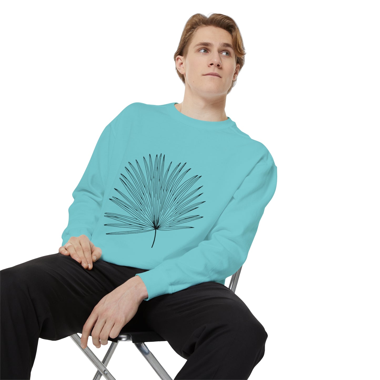 Palm Leaf Unisex Garment-Dyed Crewneck