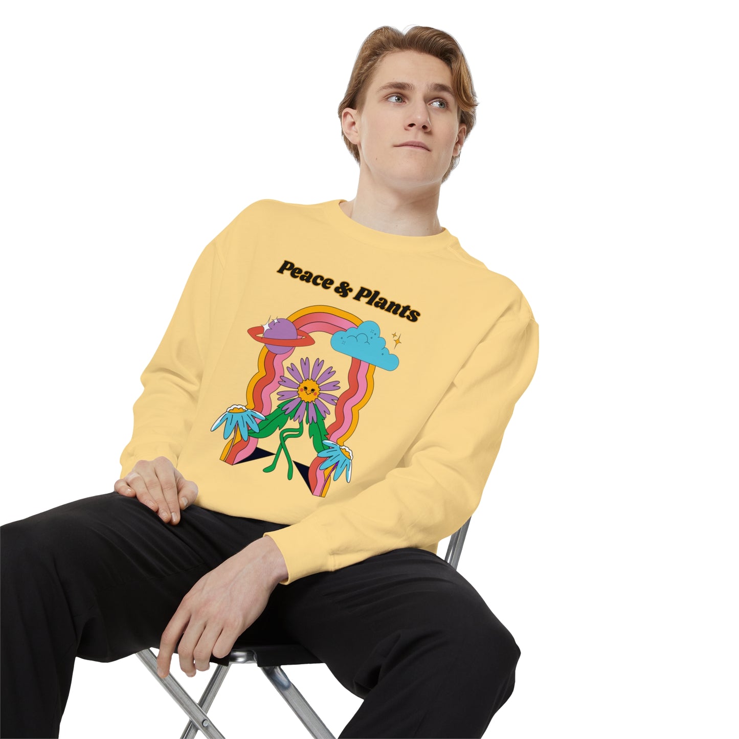 Peace & Plants Garment-Dyed Sweatshirt