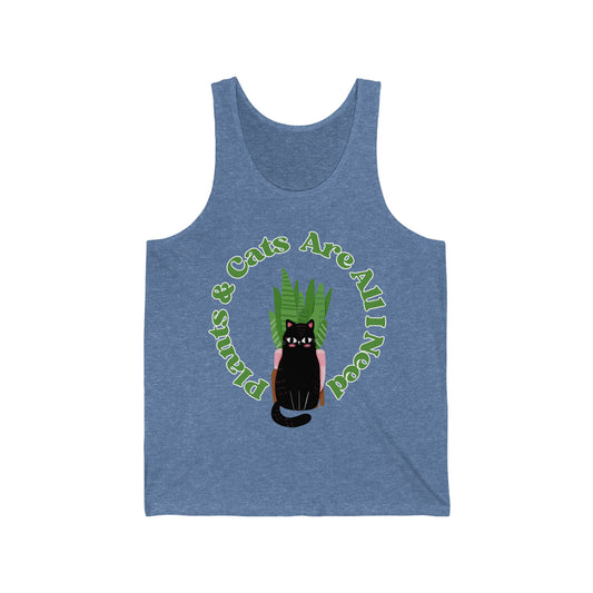 Plants & Cats Are All I Need Unisex Jersey Tank