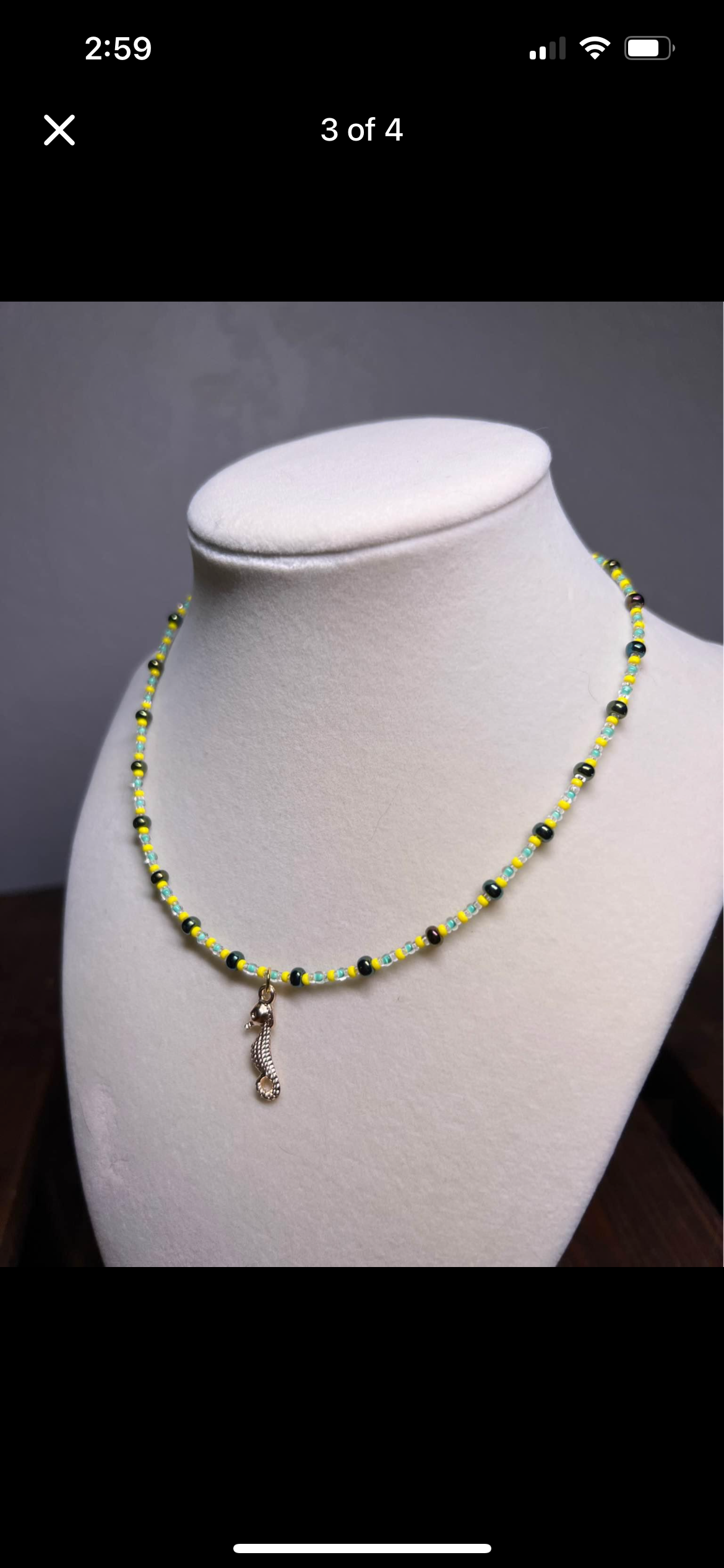 Seahorse pendant beaded choker