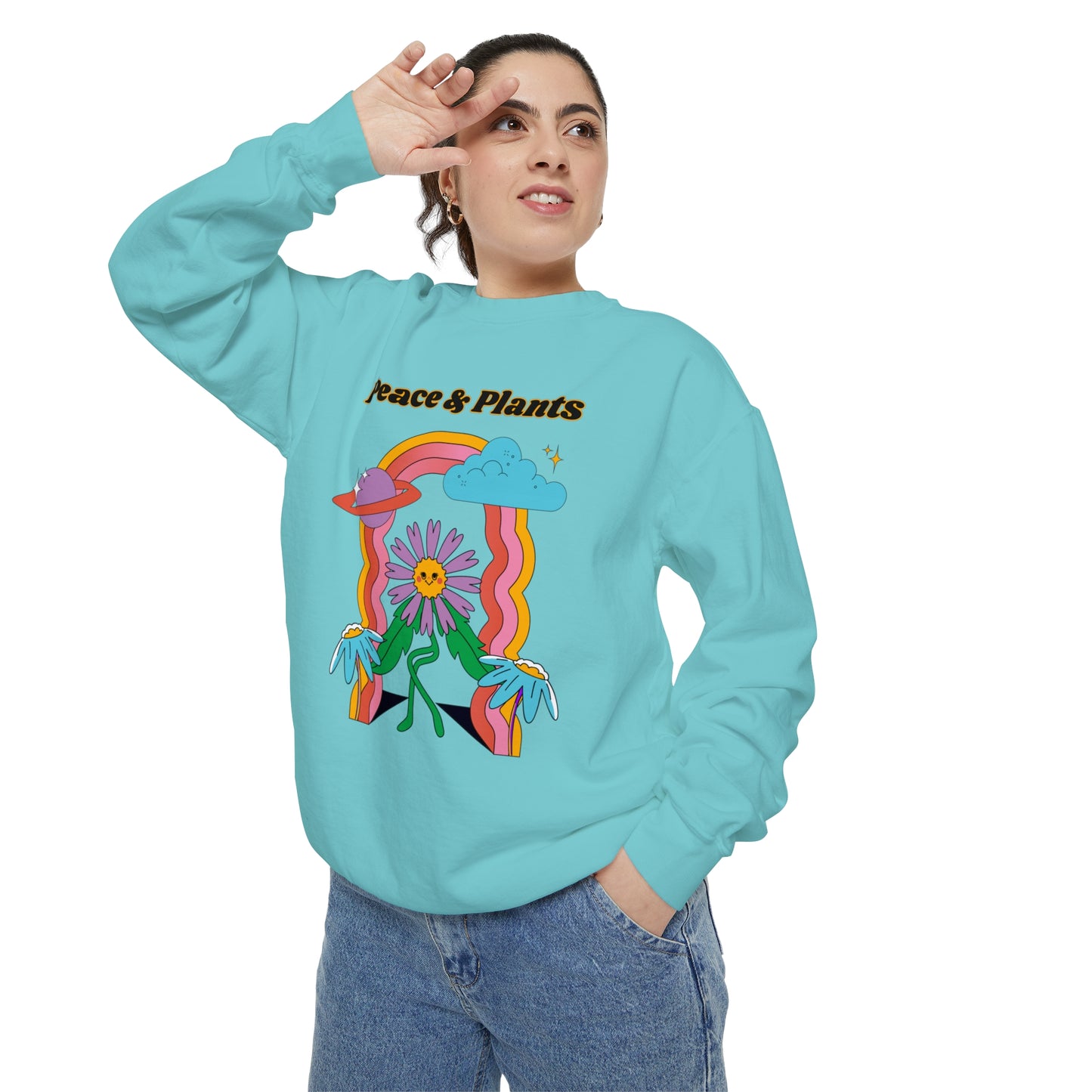 Peace & Plants Garment-Dyed Sweatshirt