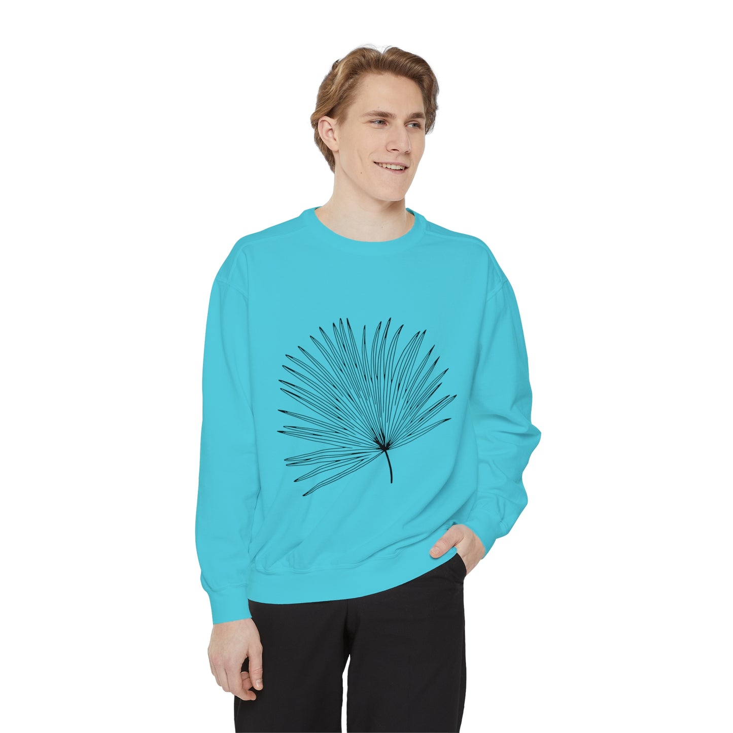 Palm Leaf Unisex Garment-Dyed Crewneck