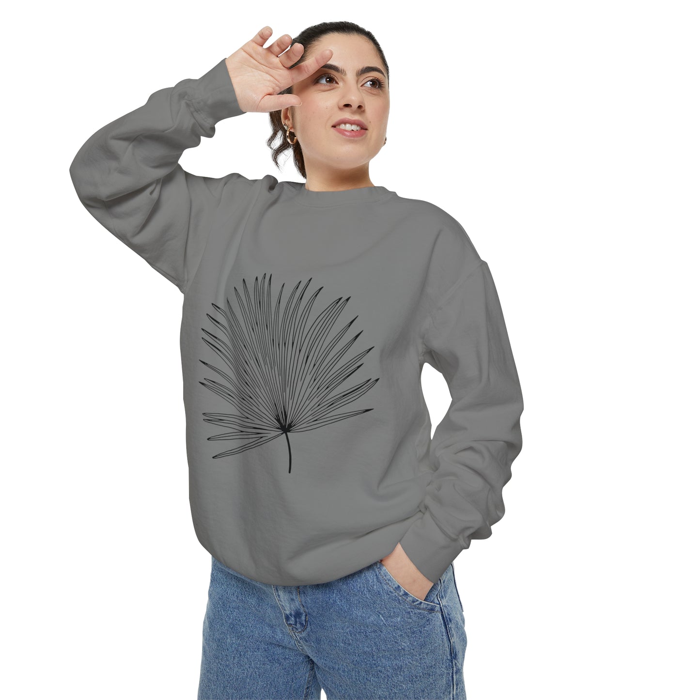 Palm Leaf Unisex Garment-Dyed Crewneck