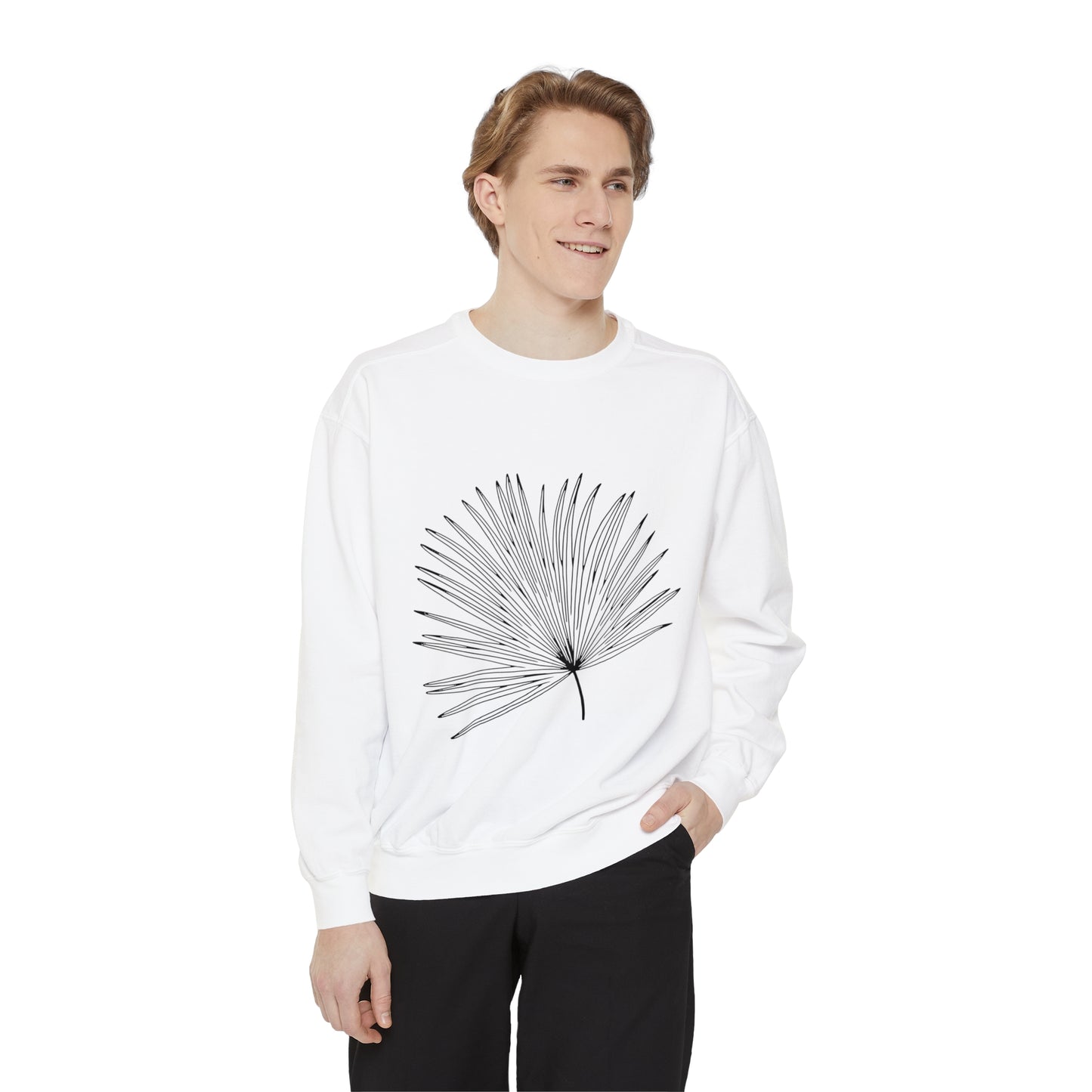 Palm Leaf Unisex Garment-Dyed Crewneck