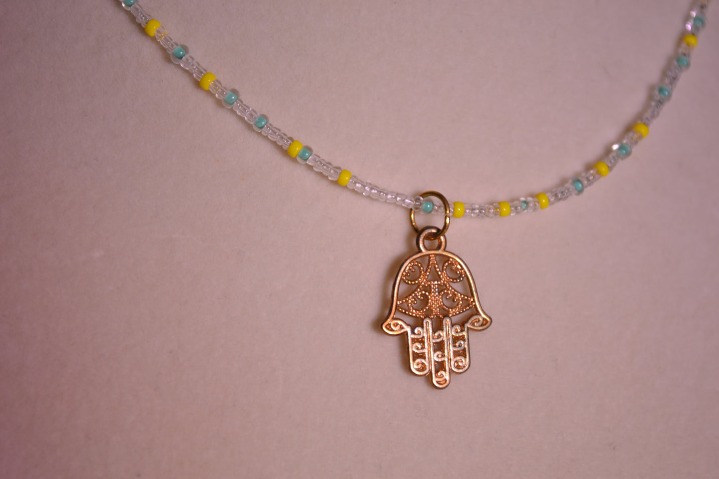 Hamsa pendant beaded choker