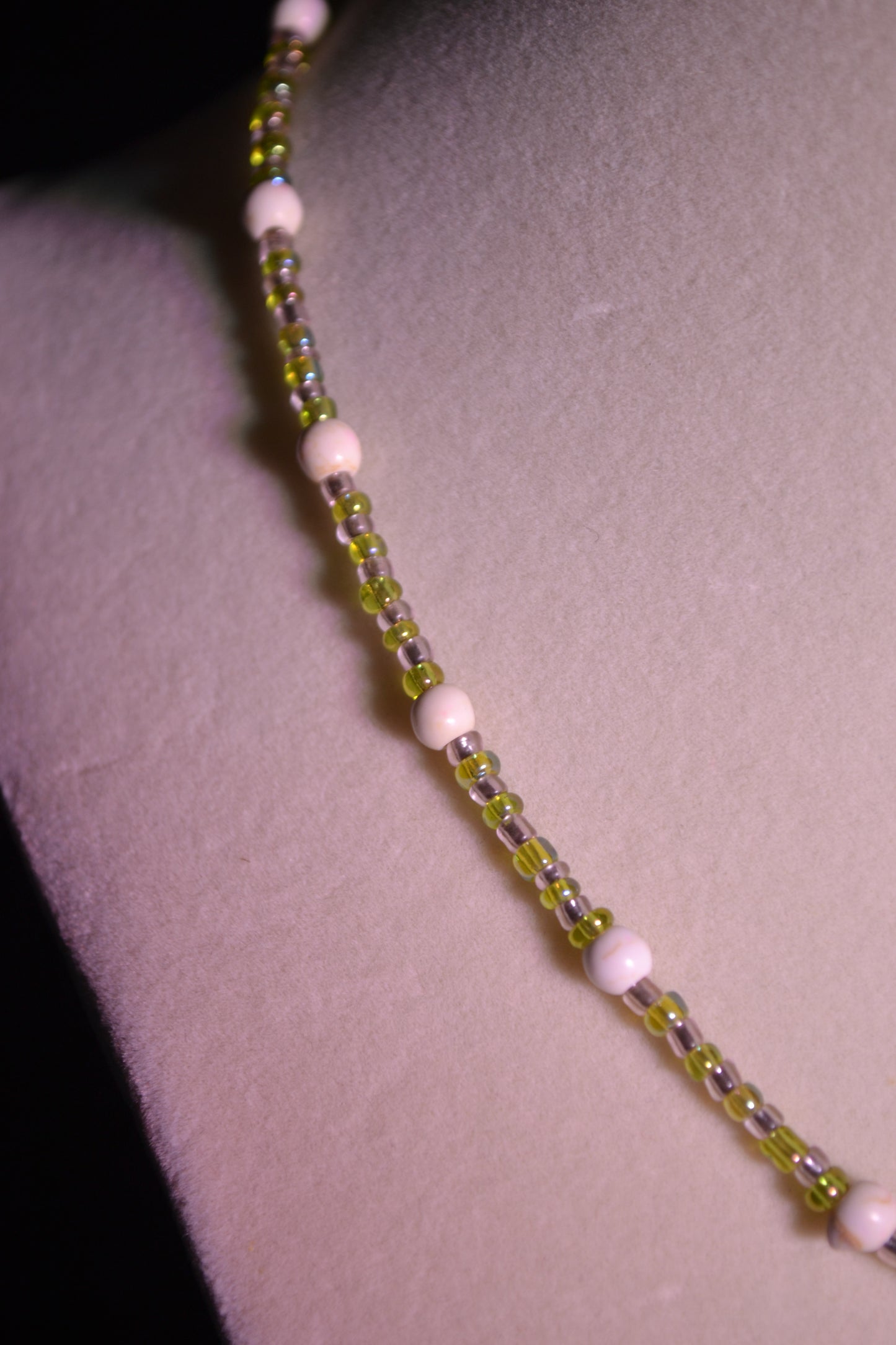 Moon pendant glass bead choker