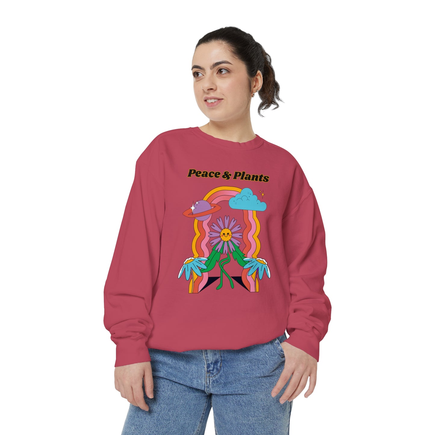 Peace & Plants Garment-Dyed Sweatshirt