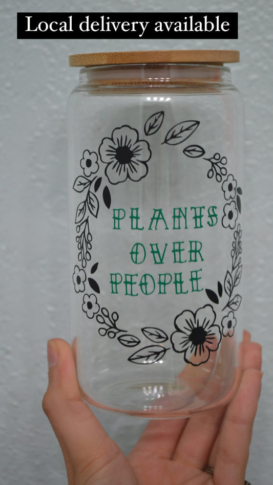 Plants Over People Glass Can