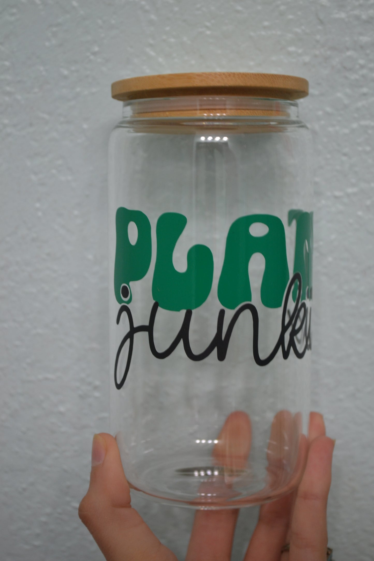 Plant junkie glass can