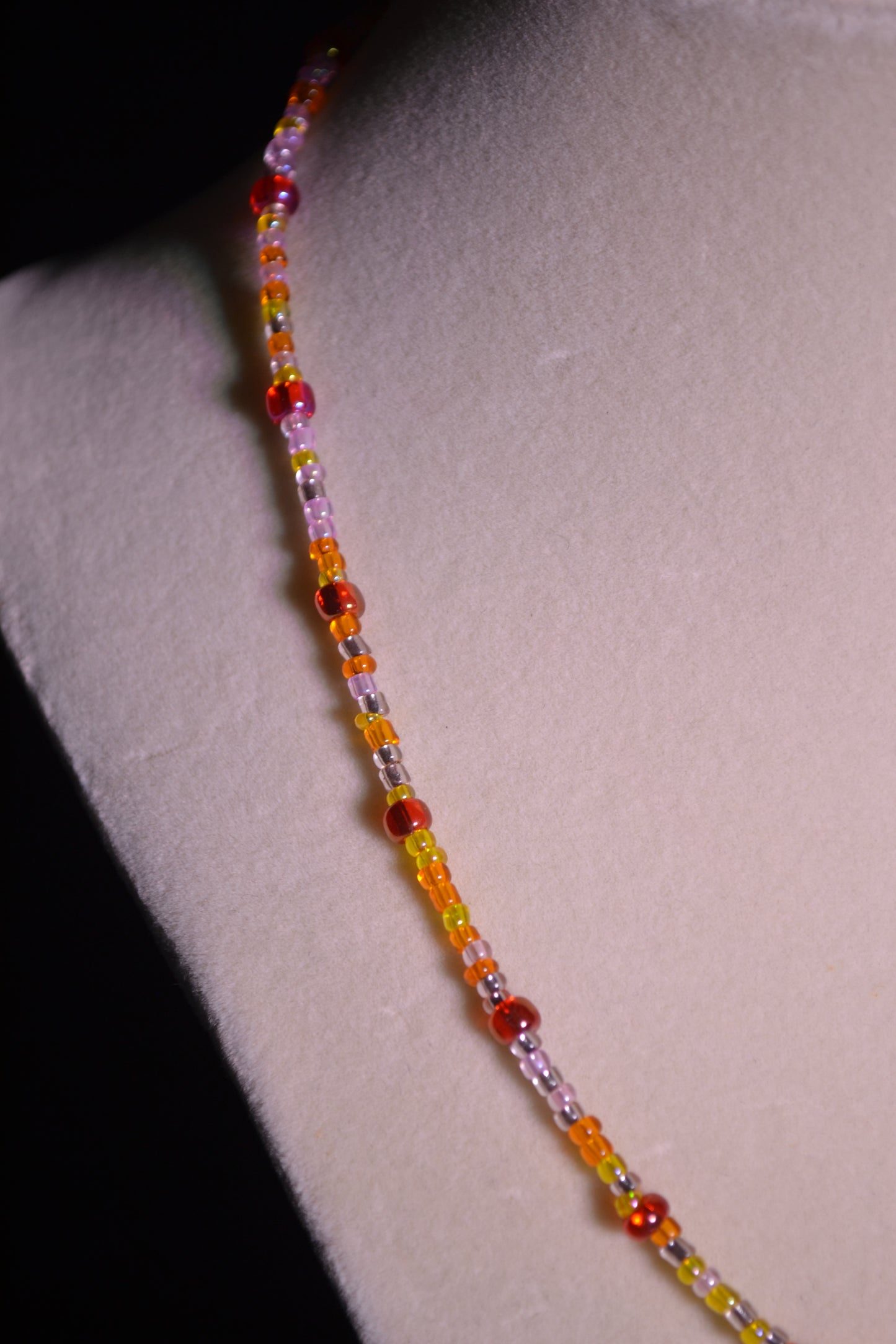 Sunset themed glass bead necklace
