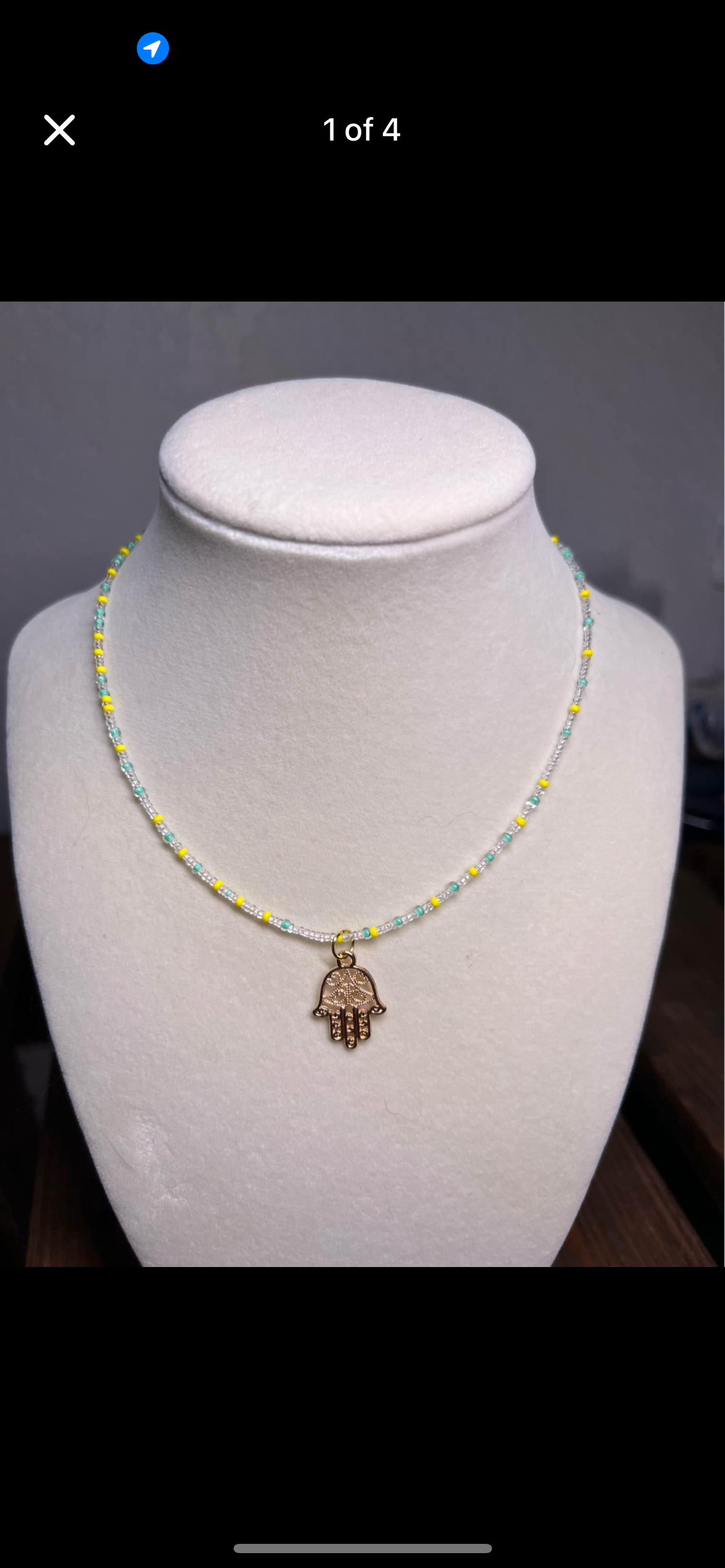 Hamsa pendant beaded choker