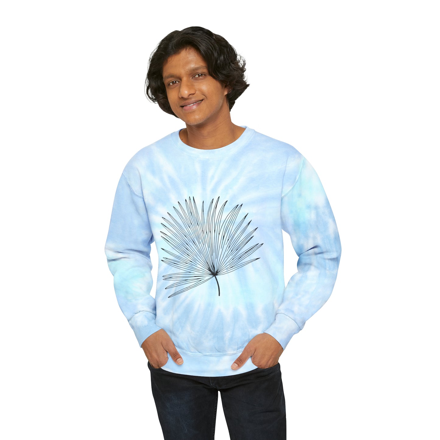 Palm Leaf Unisex Tie-Dye Crewneck