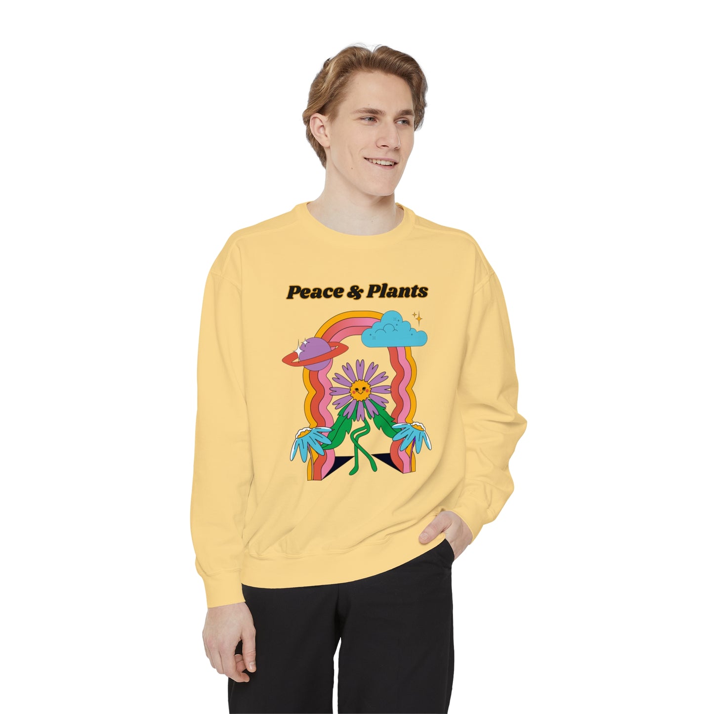 Peace & Plants Garment-Dyed Sweatshirt