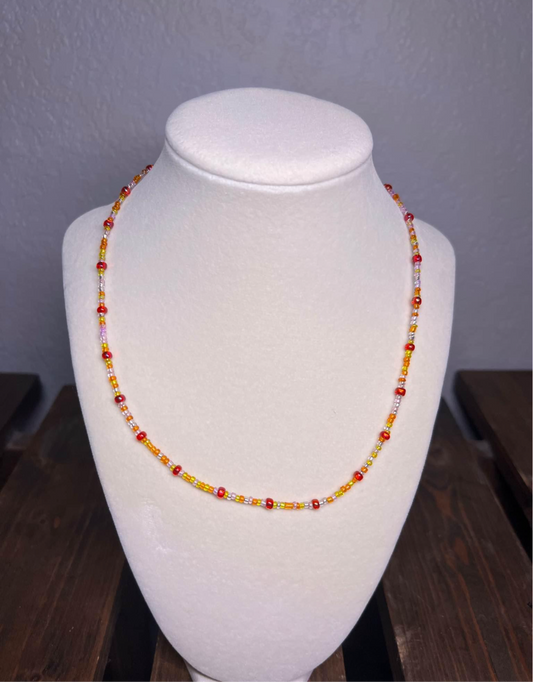 Sunset themed glass bead necklace