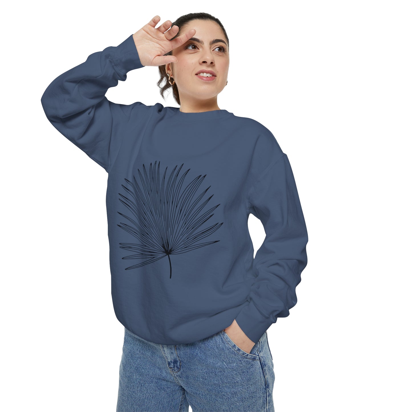 Palm Leaf Unisex Garment-Dyed Crewneck