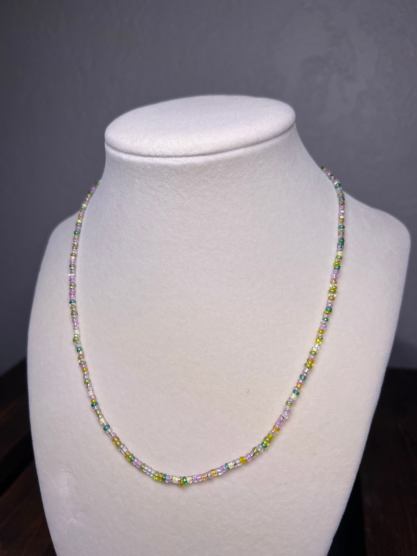 Glass bead necklace. Multi color