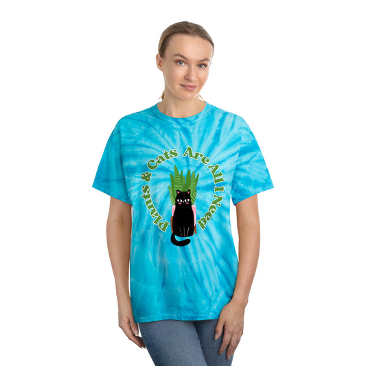 Plants & Cats Are All I Need Tie-Dye Tee, Cyclone