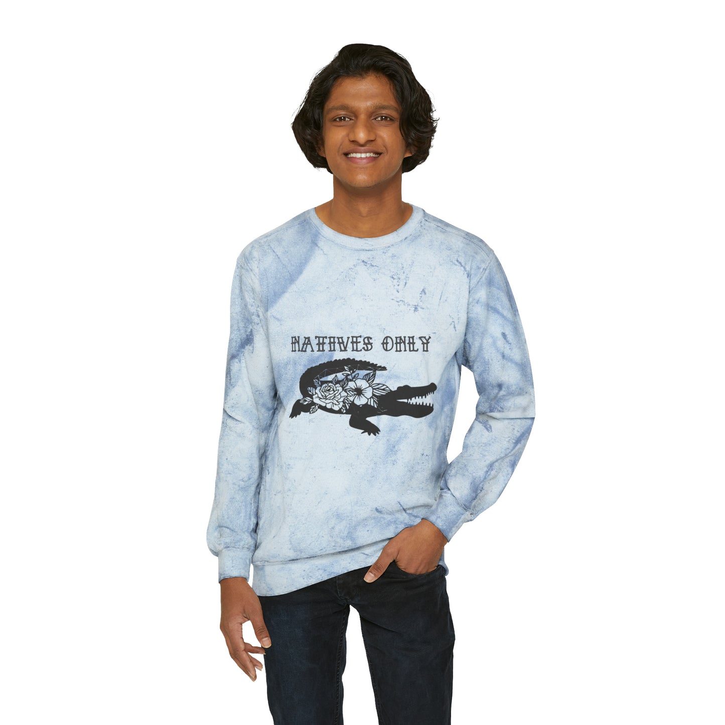 Natives Only Alligator Unisex Color Blast Crewneck Sweatshirt