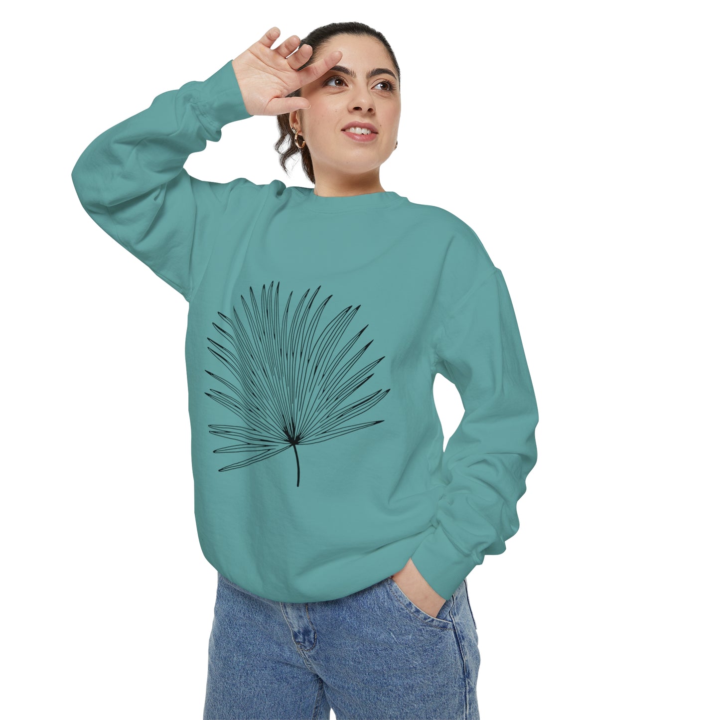 Palm Leaf Unisex Garment-Dyed Crewneck