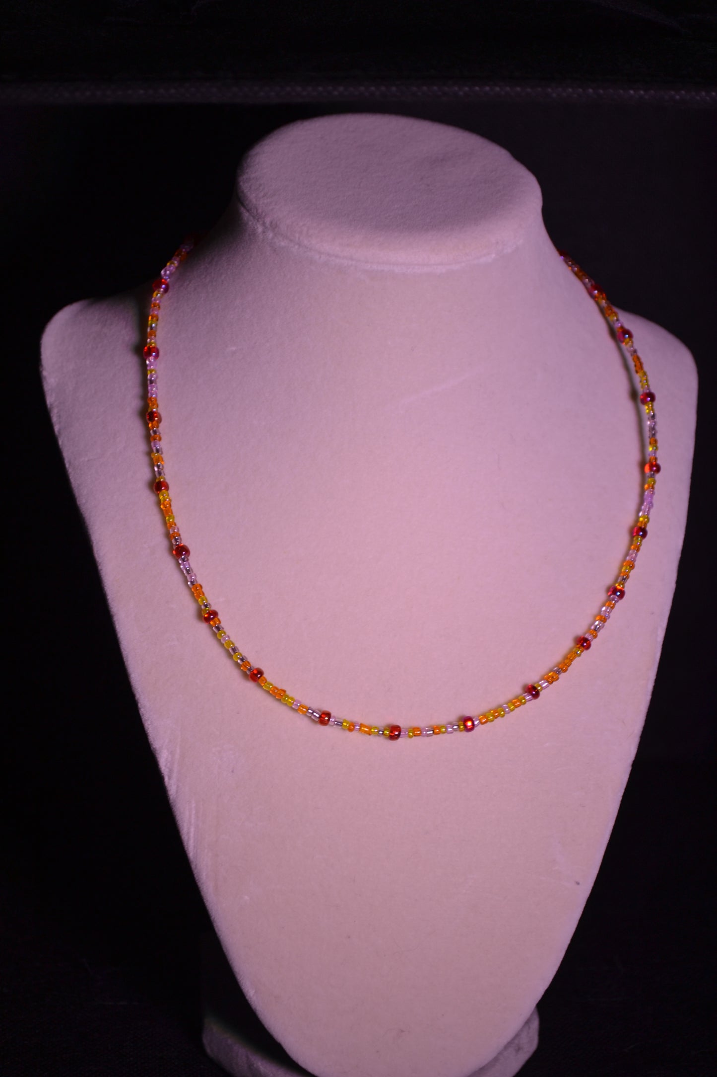 Sunset themed glass bead necklace