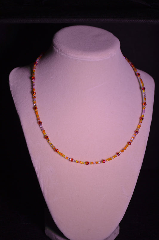 Sunset themed glass bead necklace