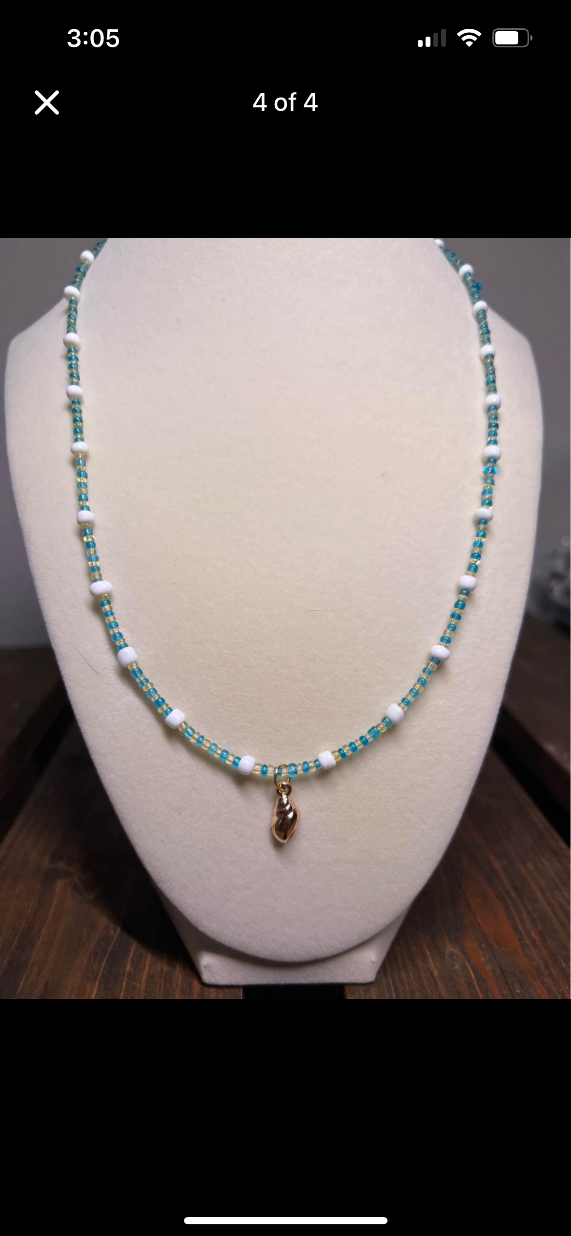 Conch shell pendant beaded necklace