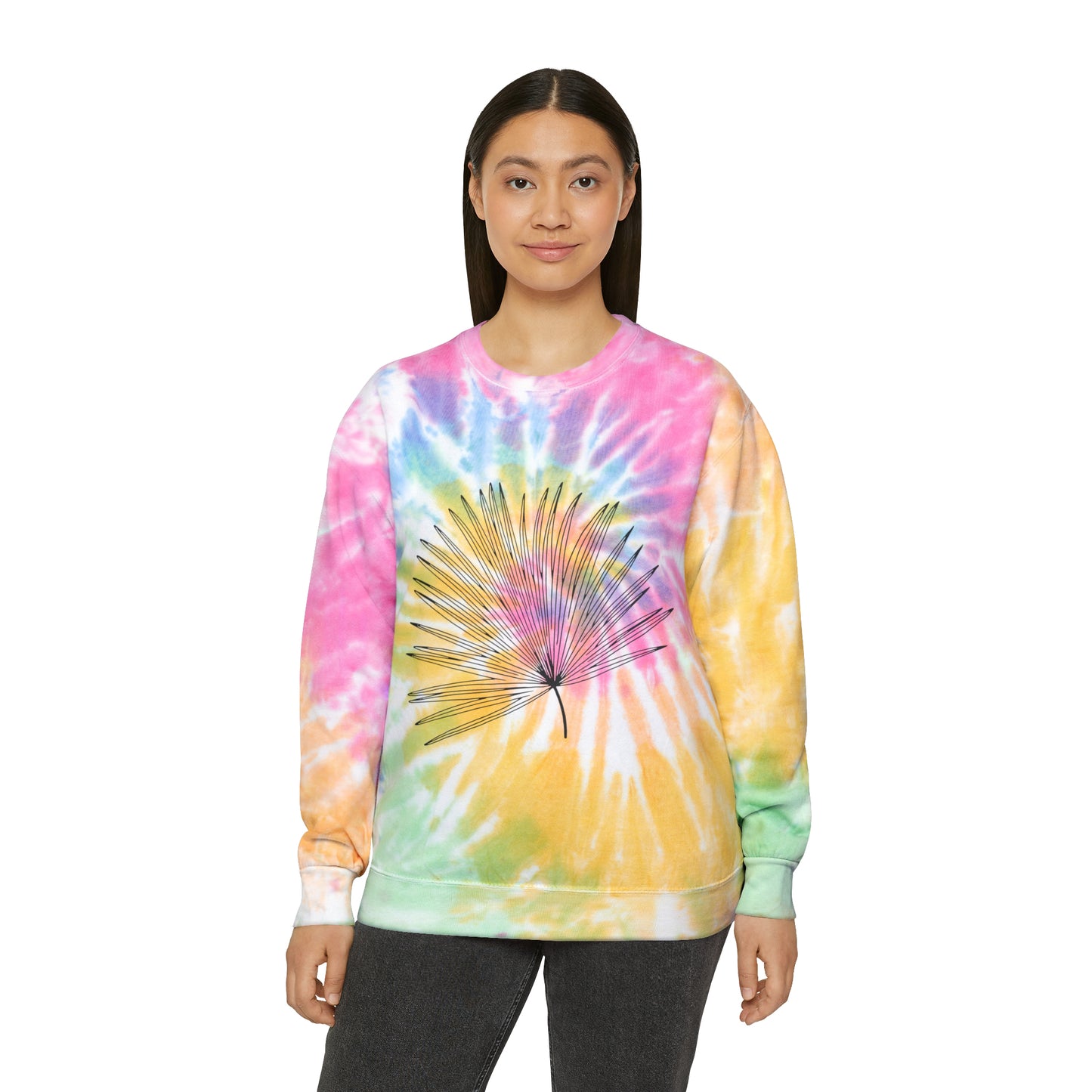 Palm Leaf Unisex Tie-Dye Crewneck