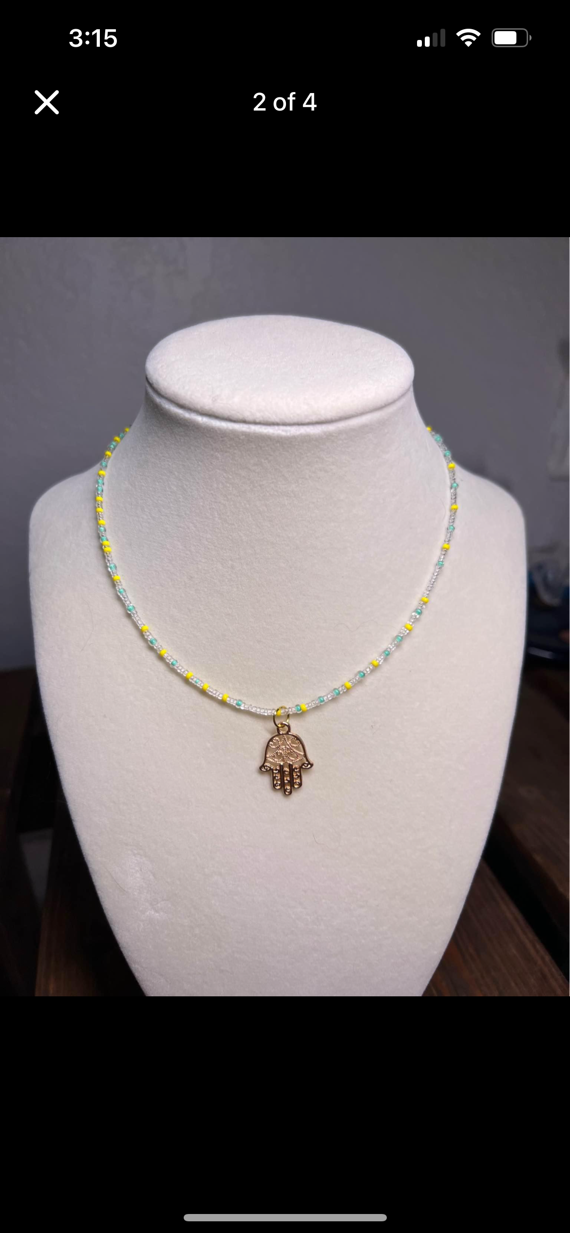 Hamsa pendant beaded choker