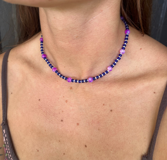 Purple necklace and bracelet set
