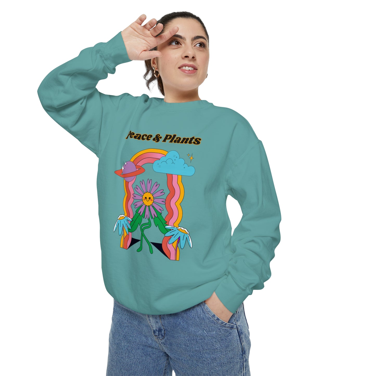 Peace & Plants Garment-Dyed Sweatshirt