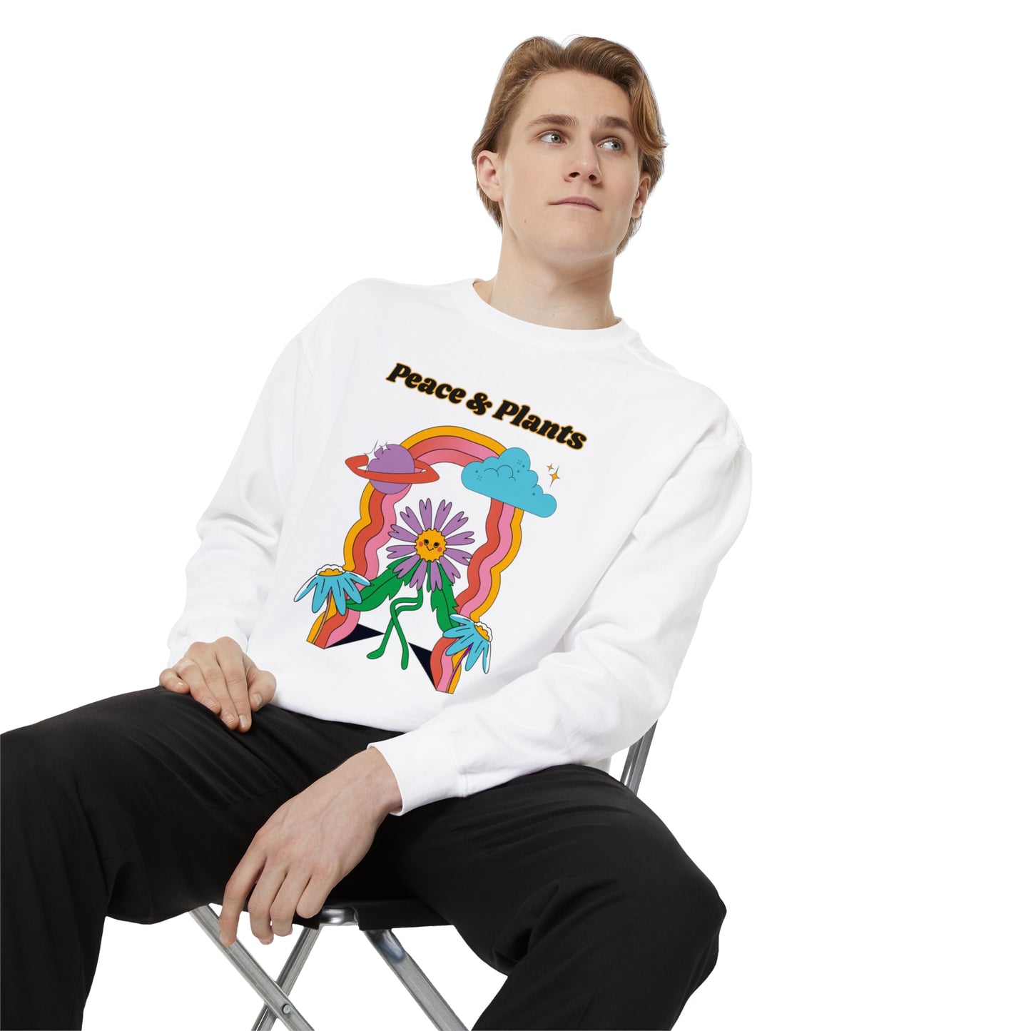 Peace & Plants Garment-Dyed Sweatshirt