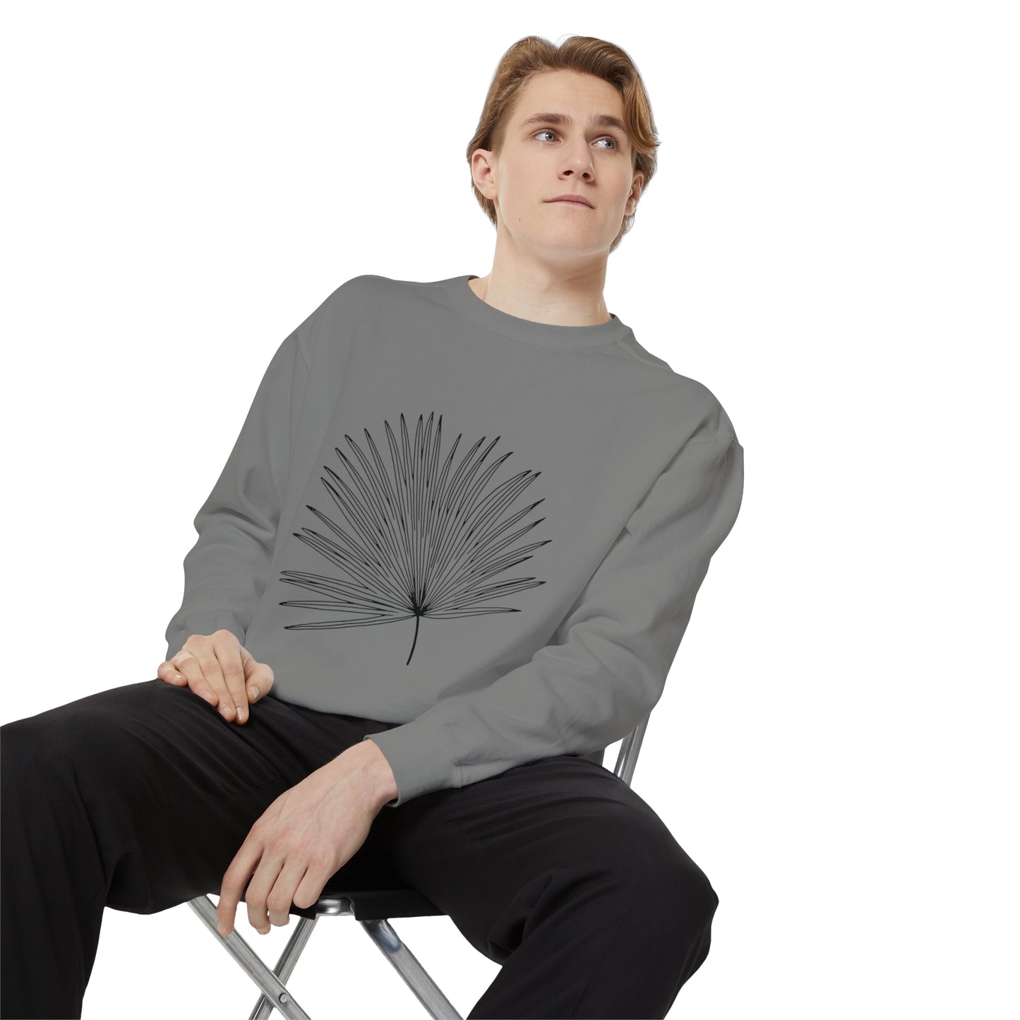 Palm Leaf Unisex Garment-Dyed Crewneck