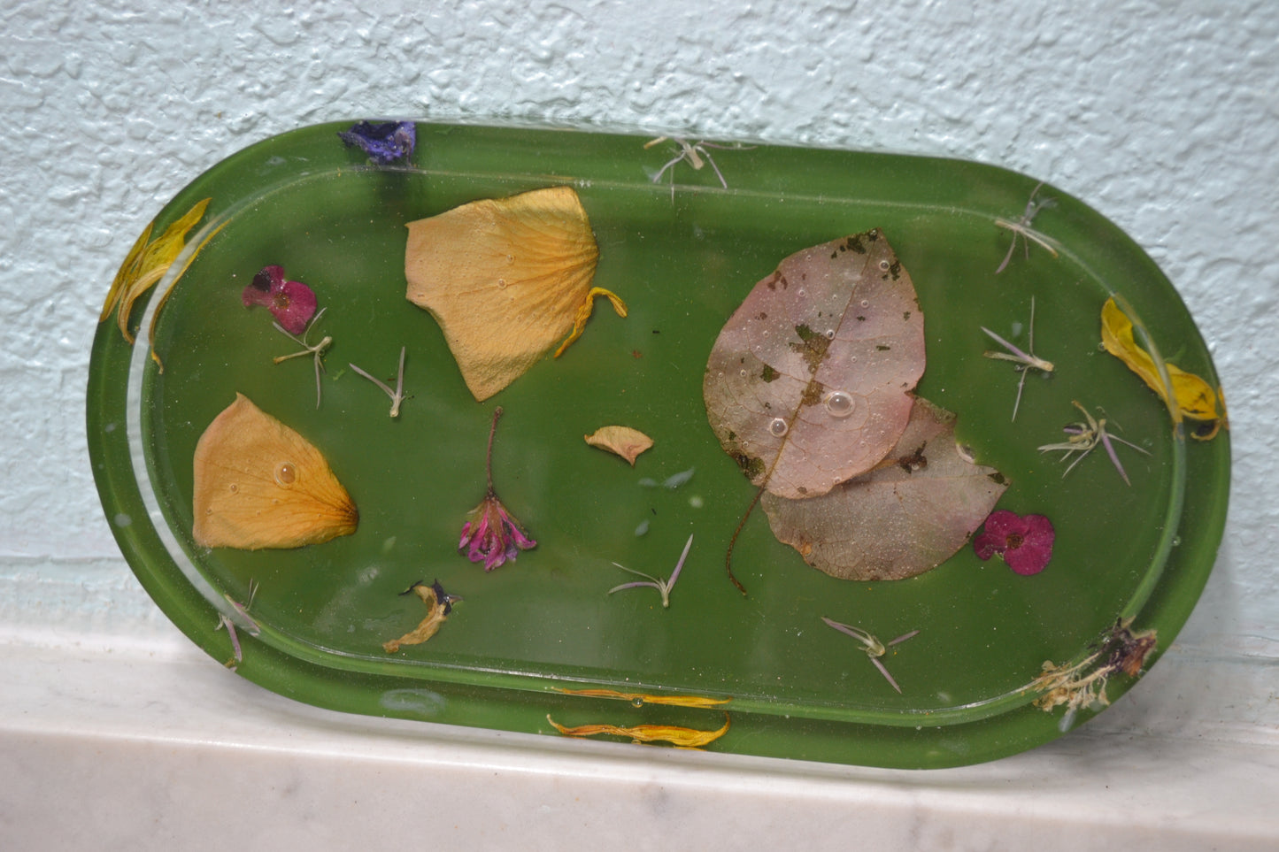 Dried flowers trinket dish & coaster set