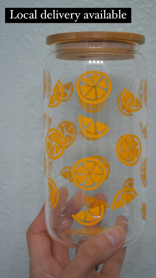 Orange Slices Glass Can