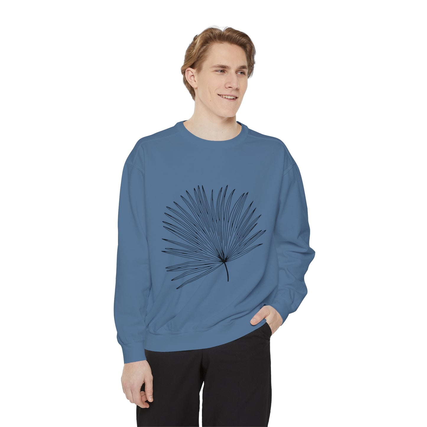 Palm Leaf Unisex Garment-Dyed Crewneck