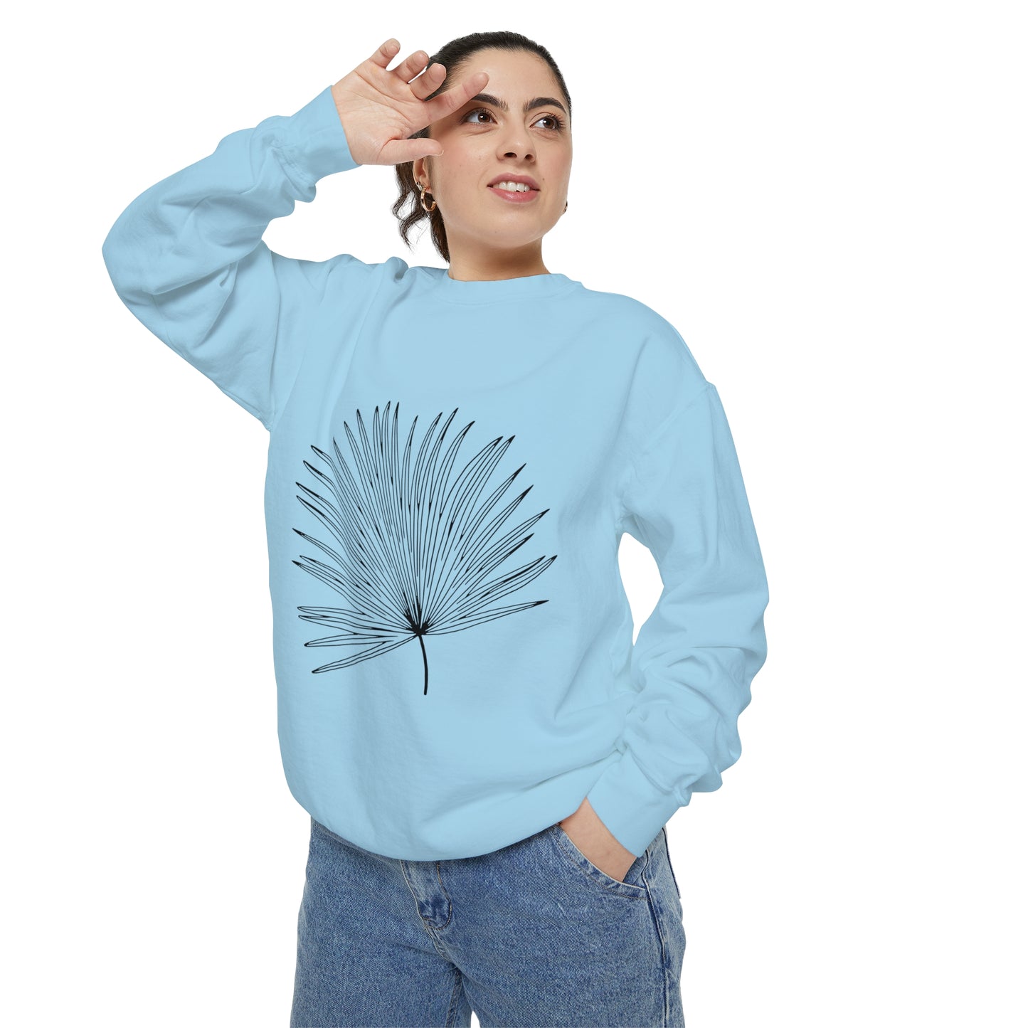 Palm Leaf Unisex Garment-Dyed Crewneck