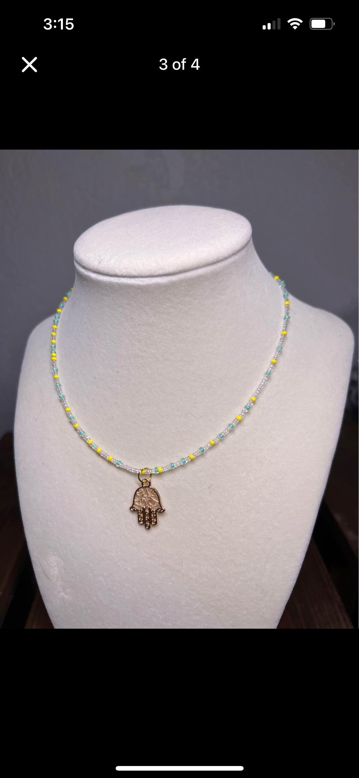 Hamsa pendant beaded choker
